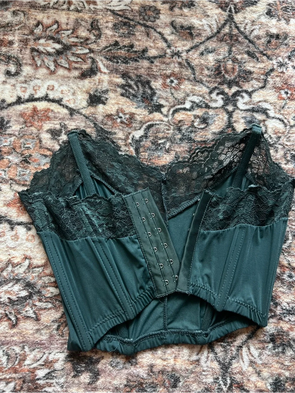 Free People dark green Lace Bustier top